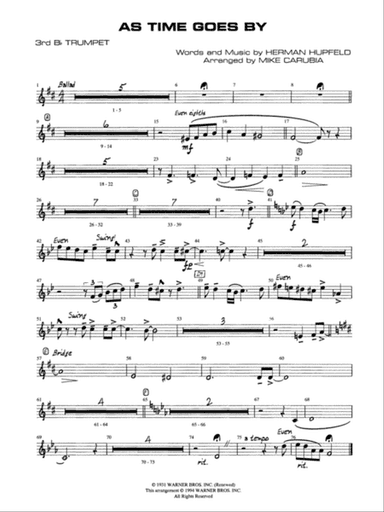 As Time Goes By: 3rd B-flat Trumpet