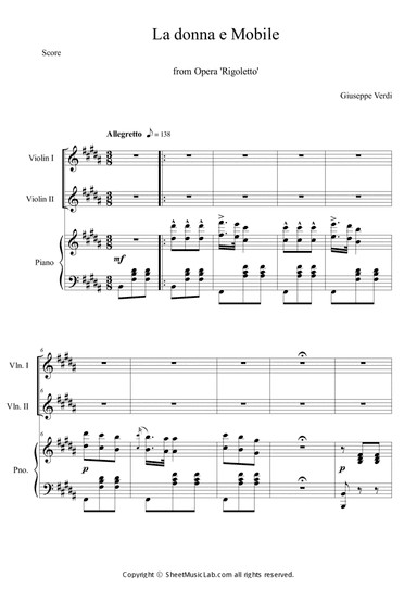La donna e Mobile from Opera Rigoletto