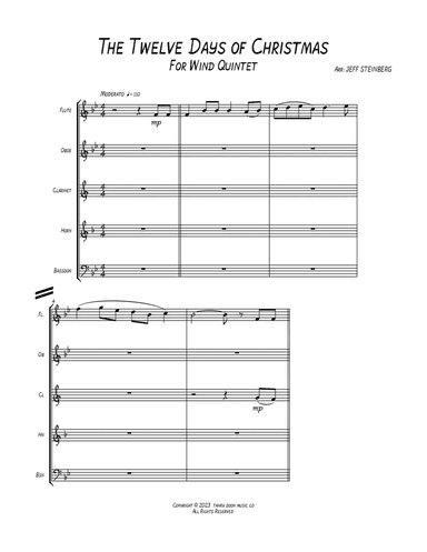 THE TWELVE DAYS OF CHRISTMAS for Wind Quintet