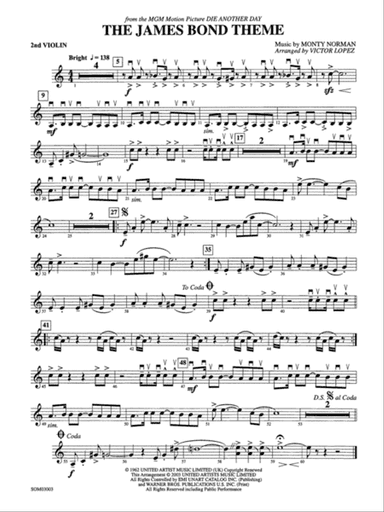 The James Bond Theme (from Die Another Day): 2nd Violin