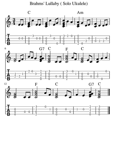Brahms' Lullaby (Solo Ukulele)