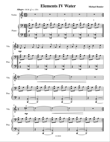 Elements Suite for Violin and Piano 4nd Mvnt: Water