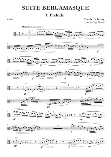 Prelude from "Suite Bergamasque" for Viola and Piano