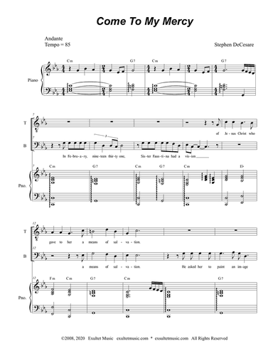 Come To My Mercy (2-part choir - (TB)
