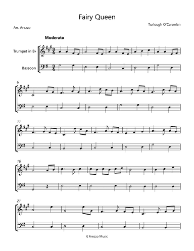 Fairy Queen Turlough'o Carolan Trumpet & Bassoon Sheet Music