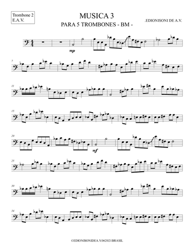 MUSICA 3 - PARA 5 TROMBONES - Trombone 2