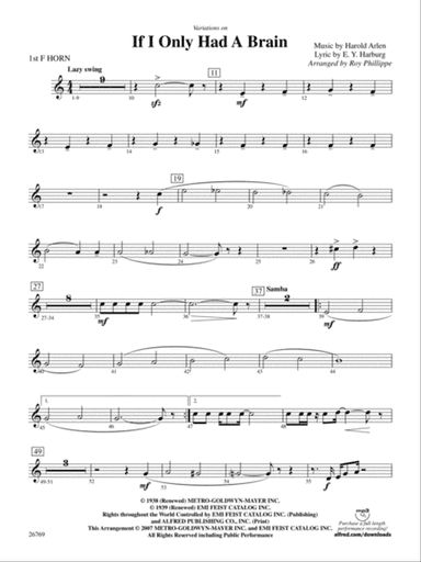 Variations on If I Only Had a Brain (from The Wizard of Oz): 1st F Horn