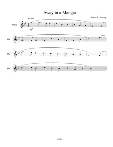 Away in a Manger for solo oboe