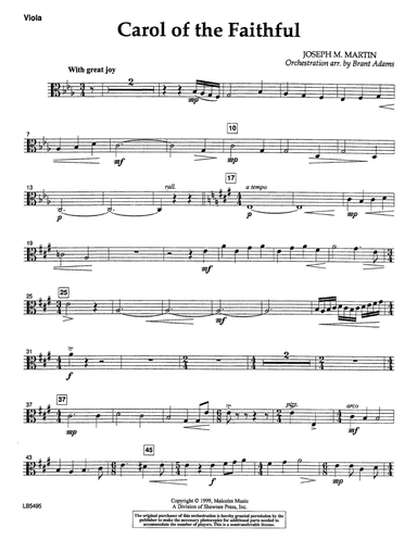 Carol Of The Faithful (from "Canticle Of Joy") - Viola