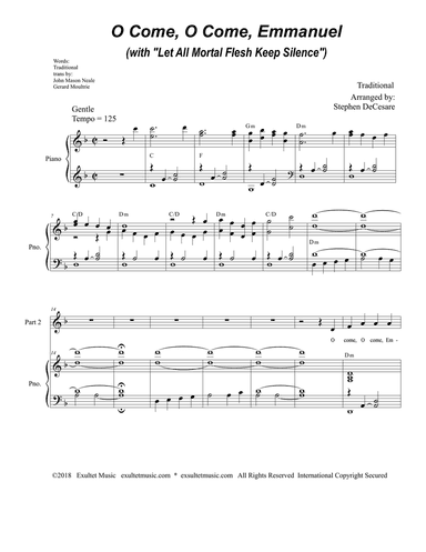 O Come, O Come, Emmanuel (with "Let All Mortal Flesh Keep Silence") (2-part choir)