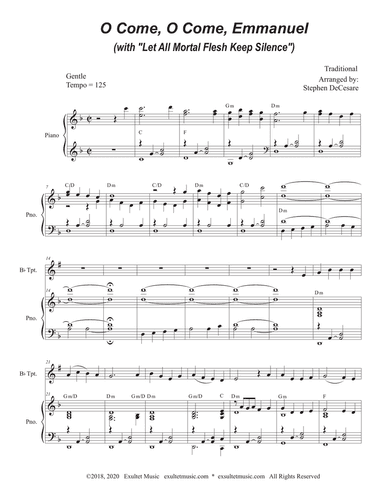 O Come, O Come, Emmanuel (with "Let All Mortal Flesh Keep Silence") (Bb-Trumpet solo and Piano)