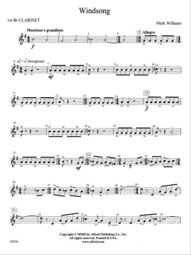 Windsong: 1st B-flat Clarinet