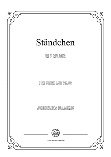Brahms-Ständchen in F Major,for voice and piano