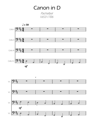 Canon in D - Pachelbel - Cello Quartet