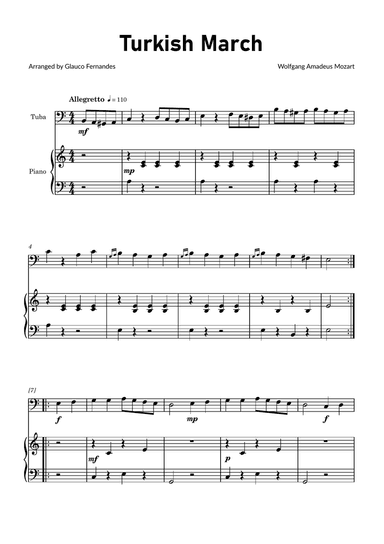 Turkish March by Mozart - Tuba and Piano