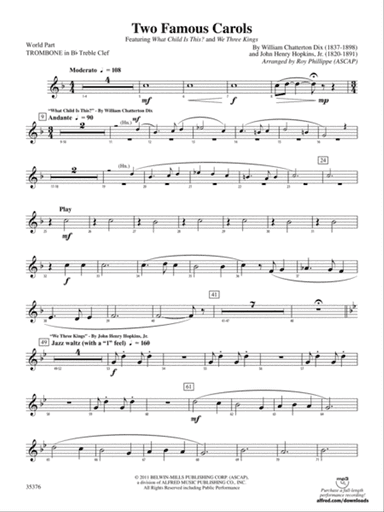 Two Famous Carols: (wp) 1st B-flat Trombone T.C.
