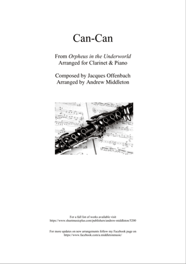 Can-Can arranged for Clarinet and Piano