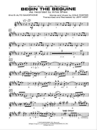 Begin the Beguine: 2nd E-flat Alto Saxophone
