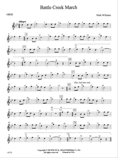 Battle Creek March: Oboe