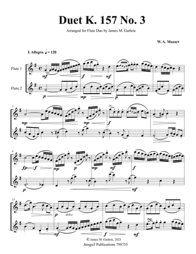 Mozart: Duet K. 157 No. 3 for Flute Duo