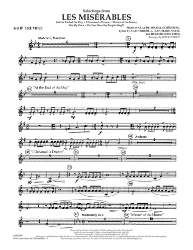 Selections from Les Miserables (arr. Bob Lowden) - Bb Trumpet 3