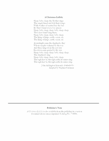 Carols of the Nativity: 4. A Christmas Lullaby (Choral Score)