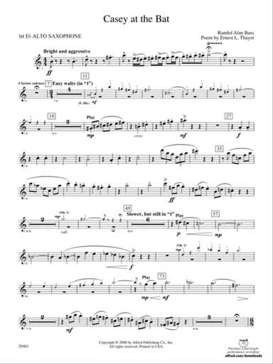 Casey at the Bat: E-flat Alto Saxophone