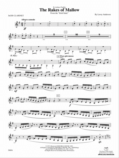 The Rakes of Mallow (from the Irish Suite): 3rd B-flat Clarinet