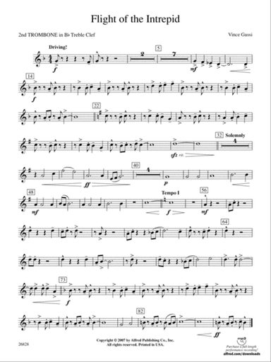 Flight of the Intrepid: (wp) 2nd B-flat Trombone T.C.