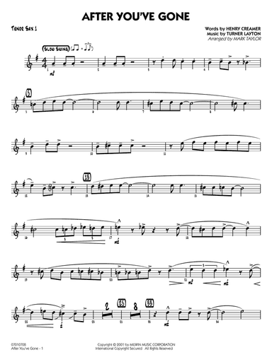 After You've Gone (arr. Mark Taylor) - Tenor Sax 1