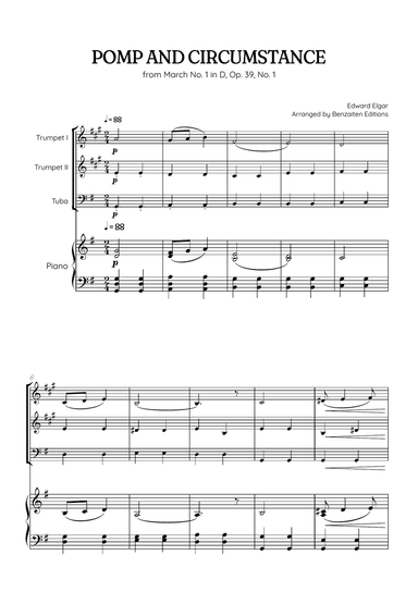 Elgar • Pomp and Circumstance | brass trio | trumpet I • trumpet II • tuba • piano accompaniment