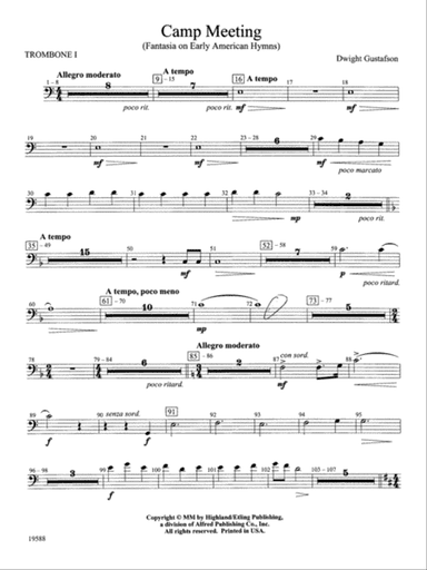 Camp Meeting (Fantasia on Early American Hymns): 1st Trombone
