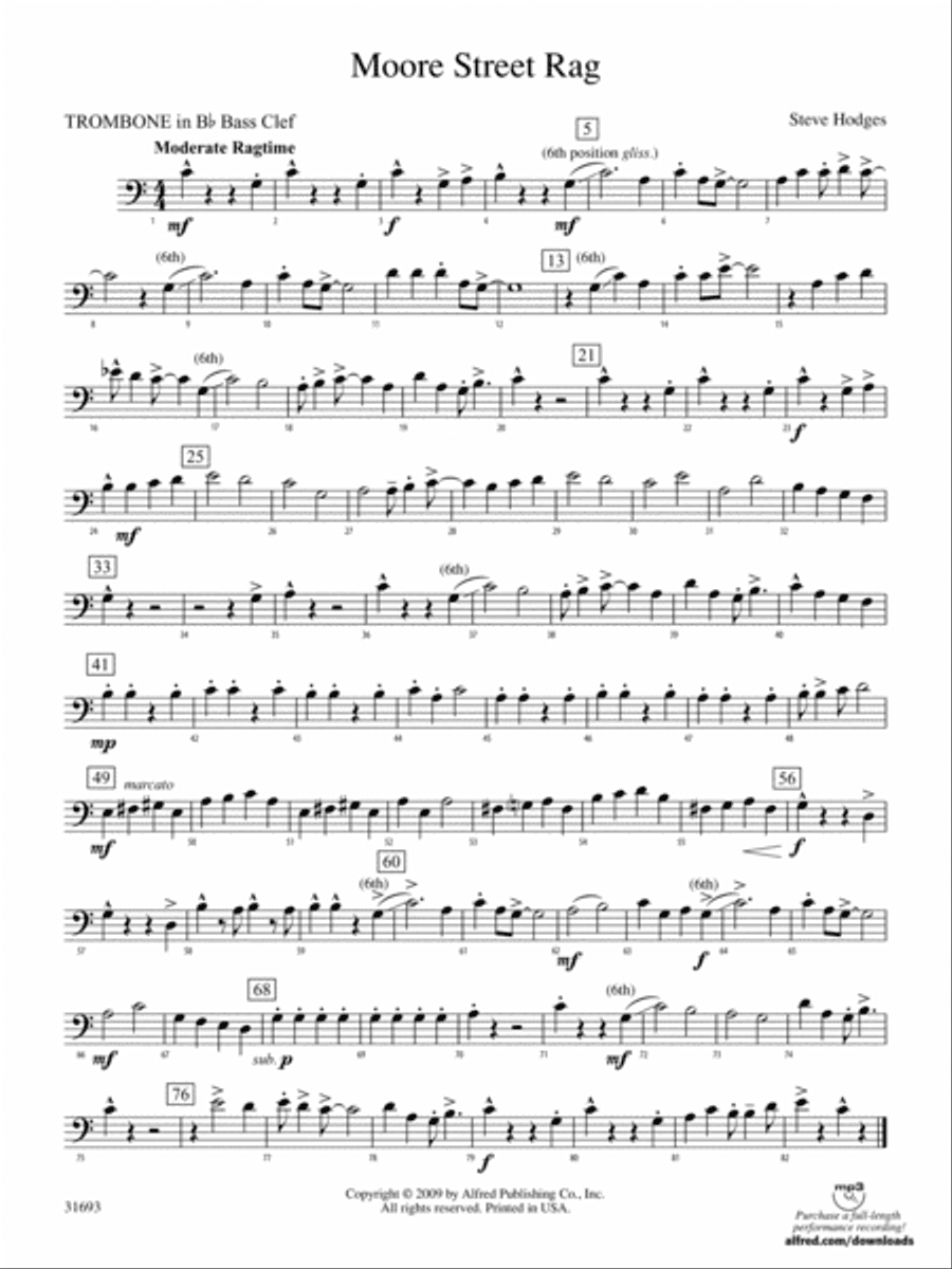 Moore Street Rag: (wp) 1st B-flat Trombone B.C.