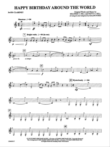 Happy Birthday Around the World: 3rd B-flat Clarinet