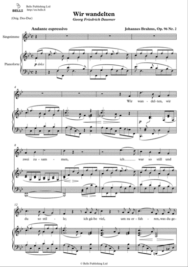 Wir wandelten, Op. 96 No. 2 (B-flat Major)