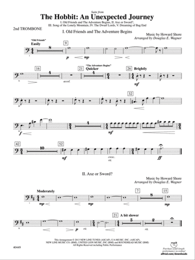 The Hobbit: An Unexpected Journey, Suite from: 2nd Trombone