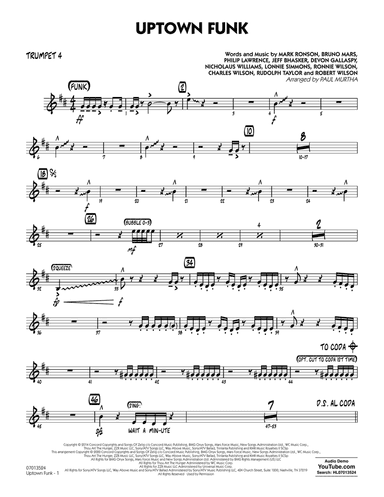 Uptown Funk (feat. Bruno Mars) (arr. Paul Murtha) - Trumpet 4