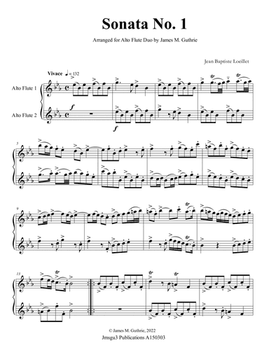 Loeillet: Sonata No 1 for Alto Flute Duo