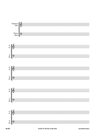 Manuscript Paper - Reduced SATB Voices