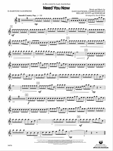 Need You Now: E-flat Baritone Saxophone