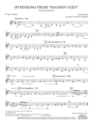 Hymnsong from "Mannin Veen" (arr. Robert Longfield) - Bb Bass Clarinet