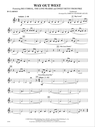 Way Out West: 1st B-flat Clarinet