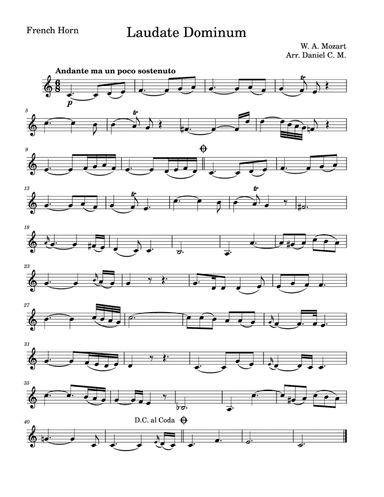Laudate Dominum for french horn (easy piano)