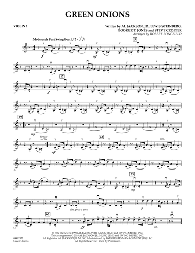 Green Onions (arr. Robert Longfield) - Violin 2