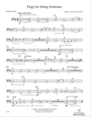 Elegy for String Orchestra: String Bass