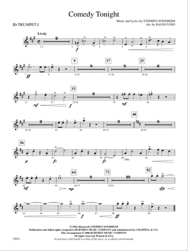 Comedy Tonight: 1st B-flat Trumpet