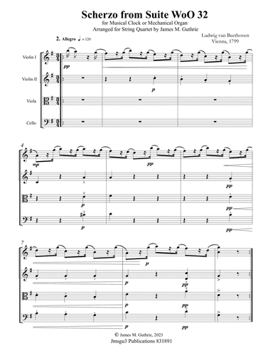 Beethoven: Scherzo from Suite WoO 33 for String Quartet