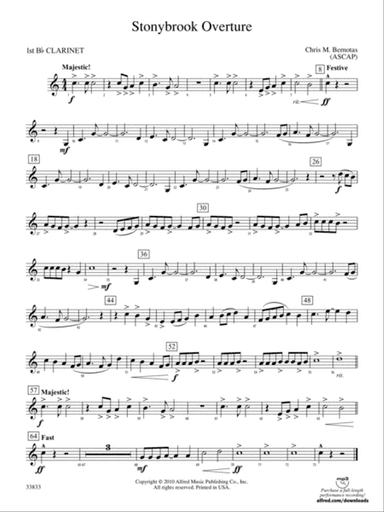 Stonybrook Overture: 1st B-flat Clarinet
