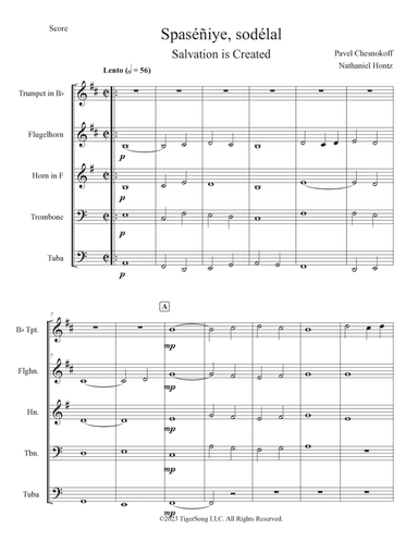 Spaséñiye, Sodelal (Salvation is Created) for Brass Quintet
