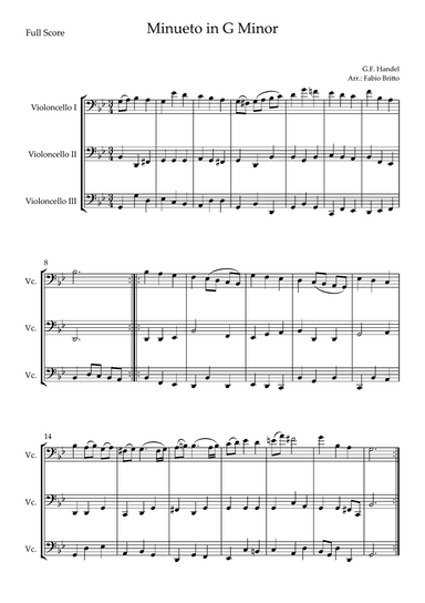 Minueto in G Minor (G.F. Handel) for Cello Trio